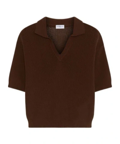 Marella Pure Cotton Polo Shirt In Brown