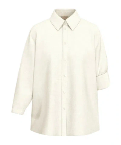 Marella Pure Linen Canvas Shirt In White