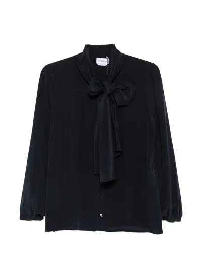 Marella Pussy-bow Silk Shirt In Black