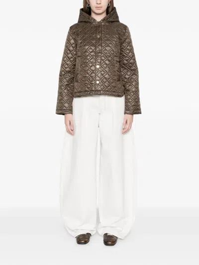 Marella Quilted Hooded Jacket In Brown