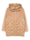 Marella Quilted-panel Hooded Coat In Brown
