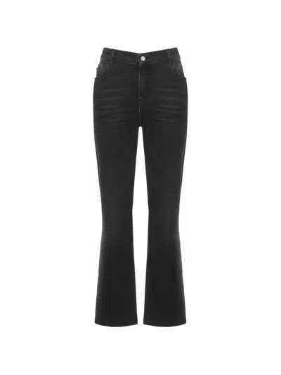 Marella Raw-cut Cropped Flared Jeans In Black