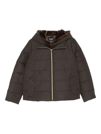 Marella Retore Hooded Puffer Jacket In Brown