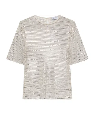 Marella Rhinestone-adorned Mesh T-shirt - Wool White