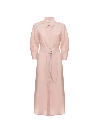 Marella Rhinestone-embellished Linen Midi Dress In Pink