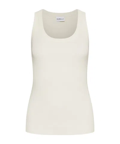 Marella Rib-knit Viscose Vest Top - Cream In White