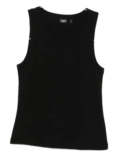 Marella Ribbed Round-neck Top In Black