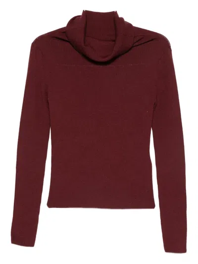 Marella Ribbed Wool Jumper In Burgundy