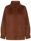 Marella Rinalda Buttoned Funnel-neck Jacket In Brown