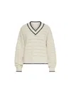 Marella Striped V-neck Sweater In Neutral