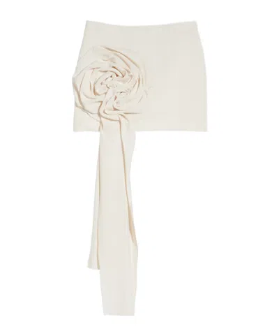 Marella Womens Zulia Flower-embroidered Jersey Mini Skirt White
