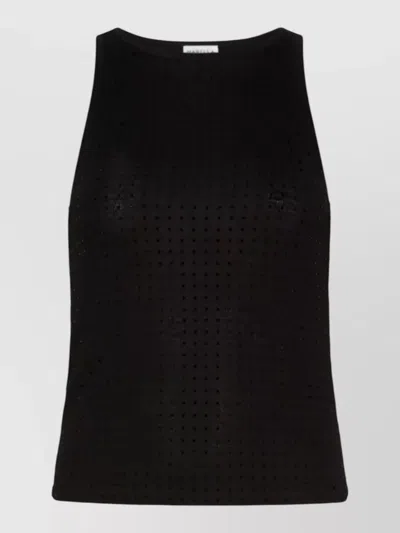 Marella Round Neck Sleeveless Slim Fit Textured Top In Black