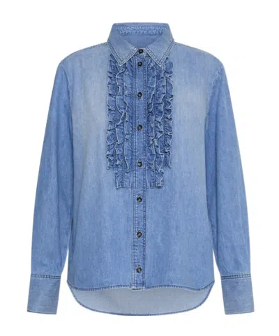 Marella Ruched Denim Shirt In Multi