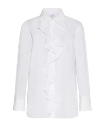 Marella Ruched Poplin Shirt In White