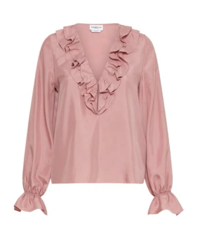 Marella Ruched Silk Blouse In Pink