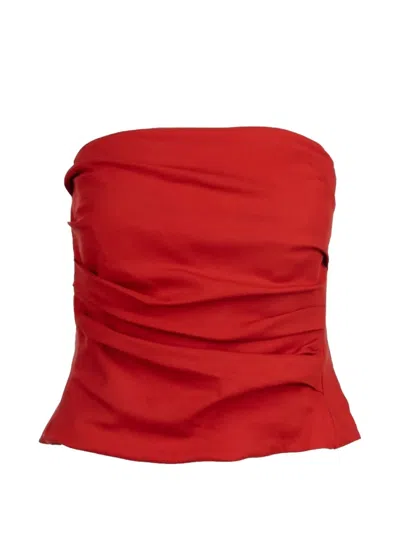 Marella Ruched Strapless Top In Red