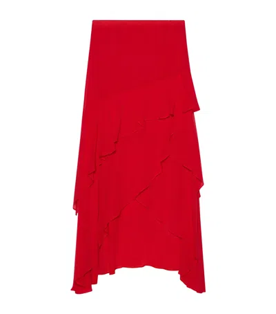 Marella Ruffled Asymmetric Midi Skirt In Red