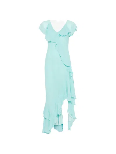Marella Ruffled Asymmetric-hem Dress In Blue