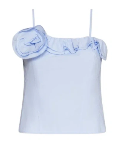 Marella Ruffled Corset With Rose Detail In Blue
