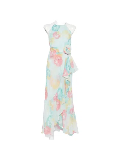 Marella Ruffled Floral Dress In Blue