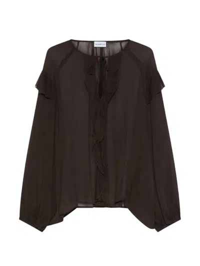 Marella Ruffled Long-sleeves Blouse In Brown