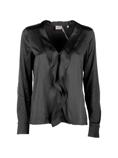 Marella Ruffled Satin Blouse In Black