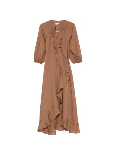 Marella Ruffled Wrap Asymmetric Dress In Animal Print