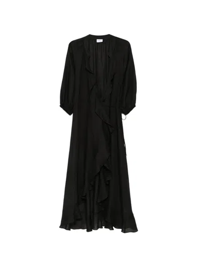 Marella Ruffled Wrap Dress In Black