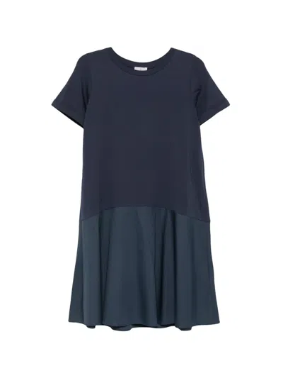 Marella Rugiada Short-sleeve Panelled Mini Dress In Blue