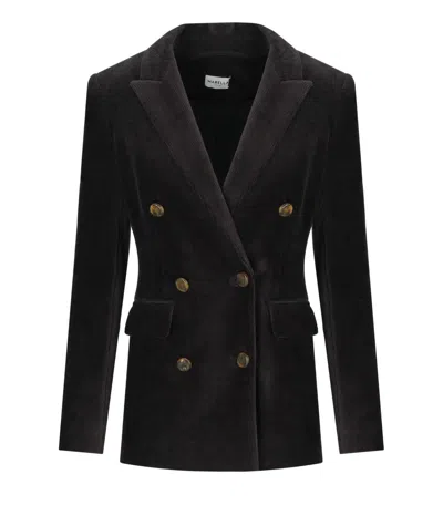 Marella Rum Grey Velvet Blazer In Black