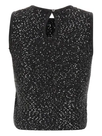 Marella Saba2 Sequin-ribbed Top In Black