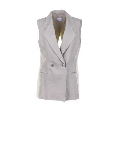Marella Sage Single Breasted Vest In Gray