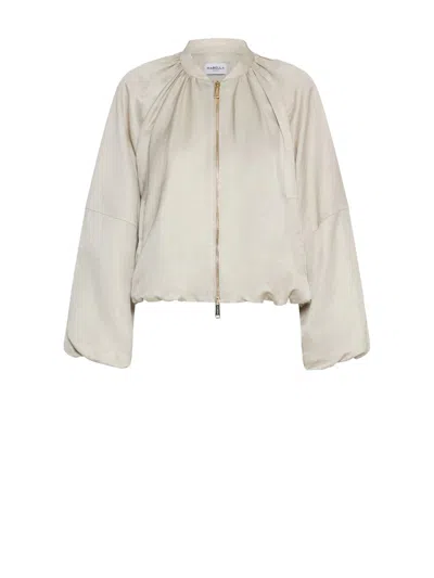 Marella Sand Jacket With Zip In Linen And Viscose In Neutral