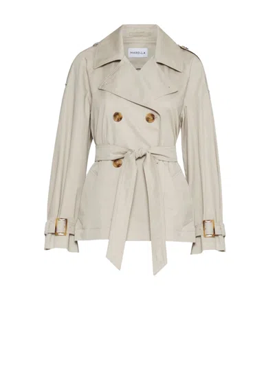 Marella Sand Trench Short Waterproof In Beige