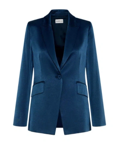 Marella Satin Blazer In Blue