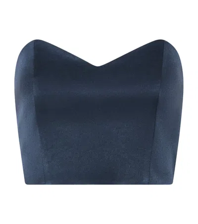 Marella Satin Bustier Top In Blue