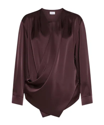 Marella Satin Criss-cross Blouse - Bordeaux In Burgundy