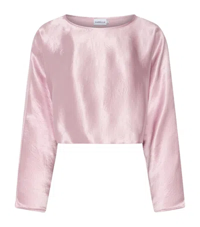 Marella Satin Cropped Blouse In Pink