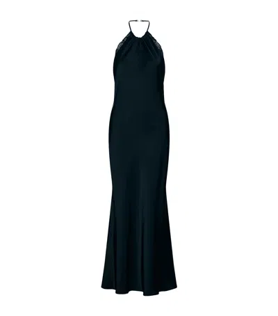 Marella Satin Halter-neck Maxi Dress In Black