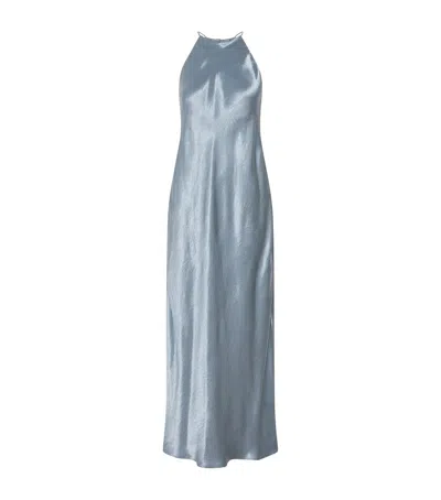 Marella Satin Halterneck Maxi Dress In Blue