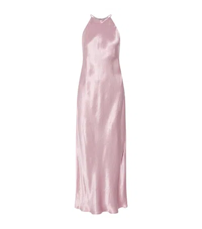 Marella Satin Halterneck Maxi Dress In Pink