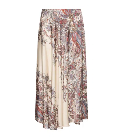Marella Satin Paisley Print Skirt In Neutral