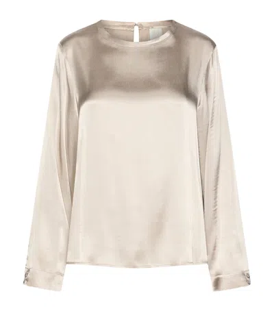 Marella Satin Round-neck Blouse In Neutral