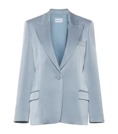 Marella Satin Single-breasted Blazer In Blue
