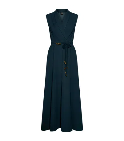 Marella Satin Sleeveless Envers Dress In Blue