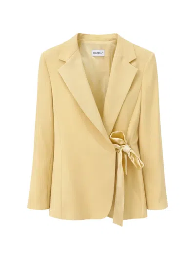 Marella Satin Tie Blazer In Yellow