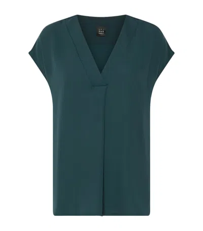 Marella Satin V-neck Blouse In Green