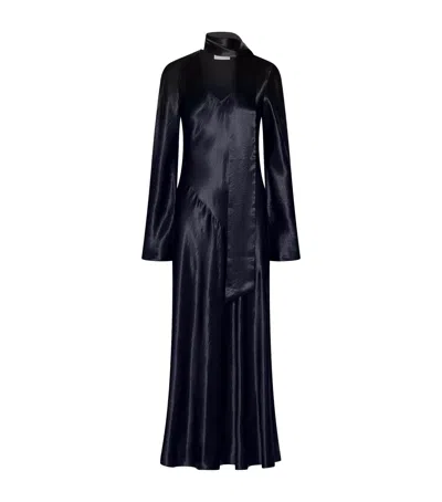Marella Satin V-neck Maxi Dress In Blue