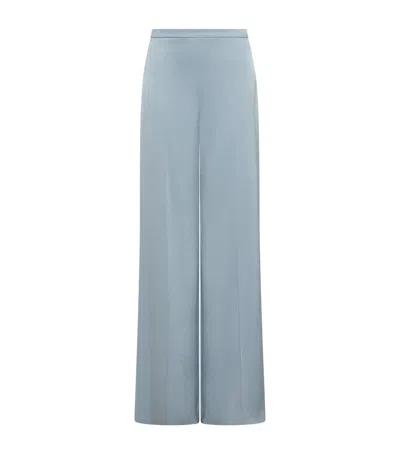 Marella Satin Wide-leg Trousers In Blue