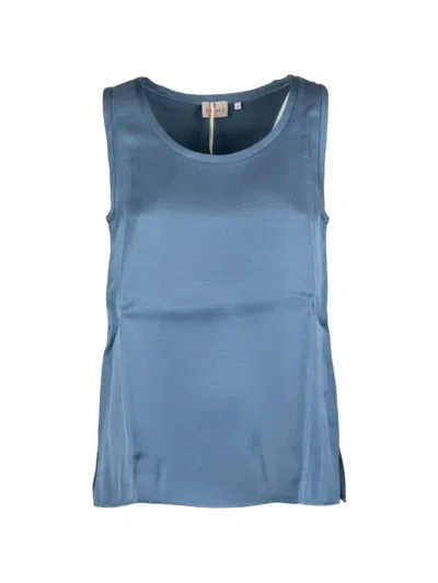 Marella Satin-finish Sleeveless Top In Blue